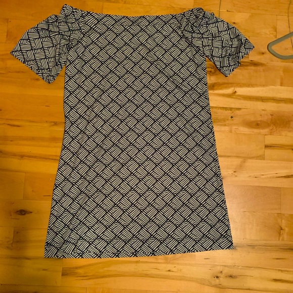 Escapada off the shoulder dress (navy and white) - Picture 1 of 2